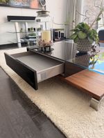 Joop! Living Couchtisch – Glas / Nussbaum / Chrom, mit Schub