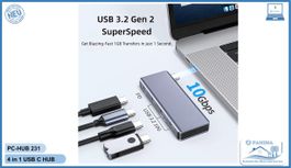 4-Port USB-C Mac Hub mit 3 USB 3.2 Gen 2 Ports