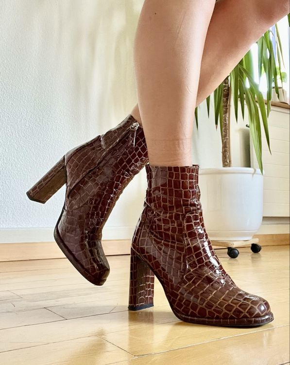 Topshop Scarpe da uomo: Snakeskin Leather Boots (Fake Leather)  – Usato da Zürich venduto da zgwenzel