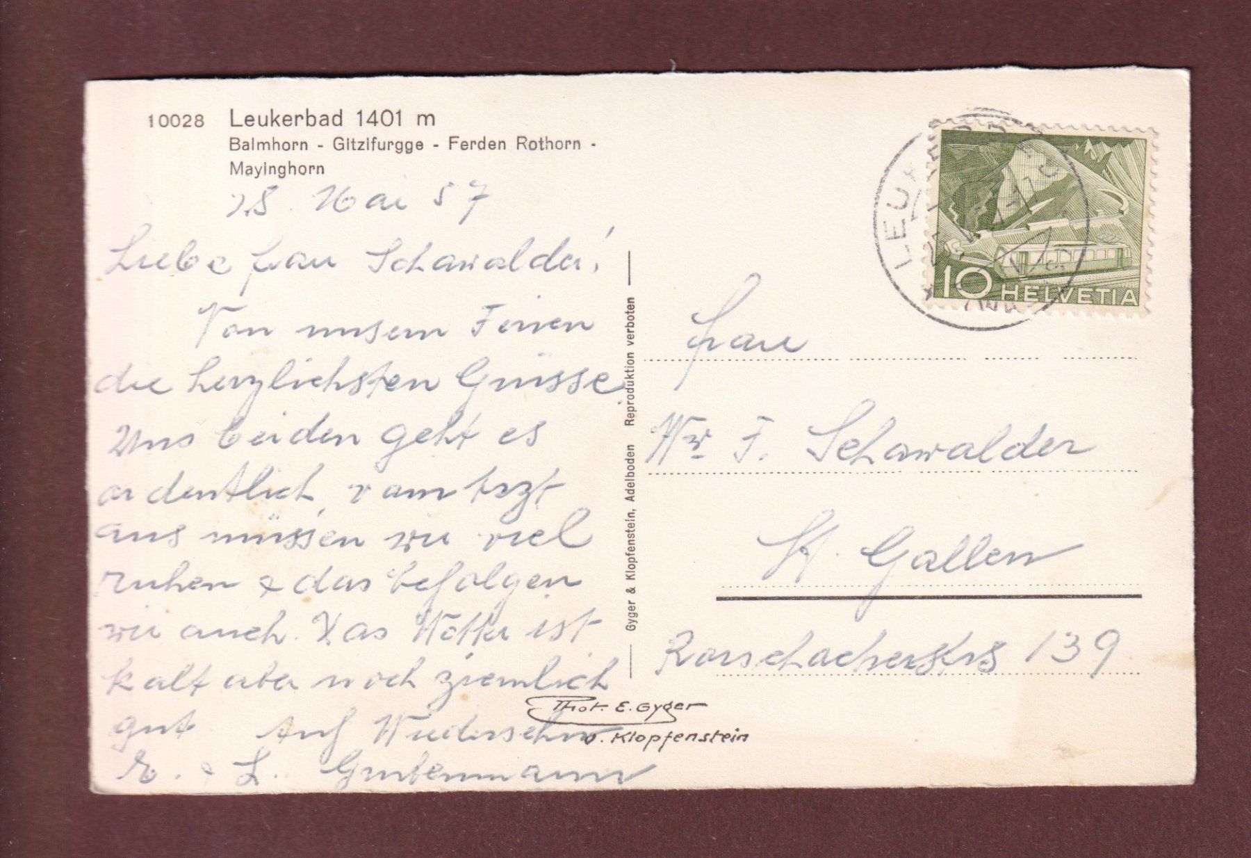 Ansichtskarten: LEUKERBAD - 1957 – Gebraucht aus Pully von nicecards-shop 1
