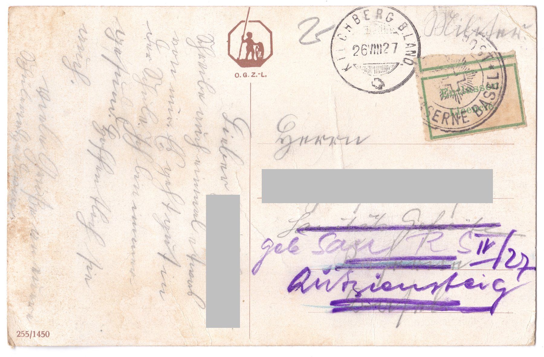 Tutti i francobolli: Kaserne Basel Feldpost 1927 "Entlassen Licencié"-Vignette – Usato da Basel venduto da riobar