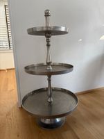 Etagere silberfarben Metall dreistöckig gebraucht