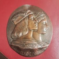 Medaillon Rafael und Fornarina Bronze antik 13cm