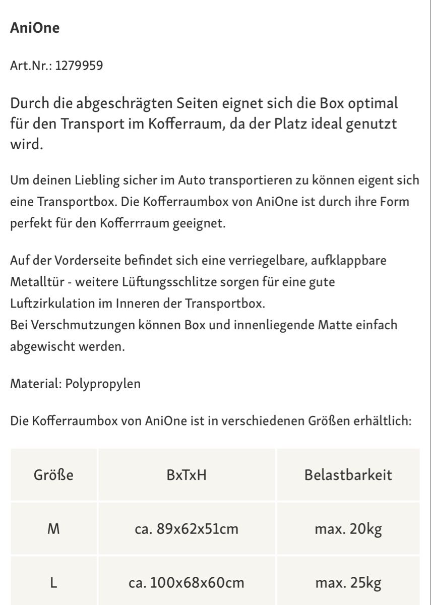 Käfige, Transport & Sicherheit: AniOne Auto-Transportbox Grösse M – Gebraucht aus Schindellegi von Meli_st 3