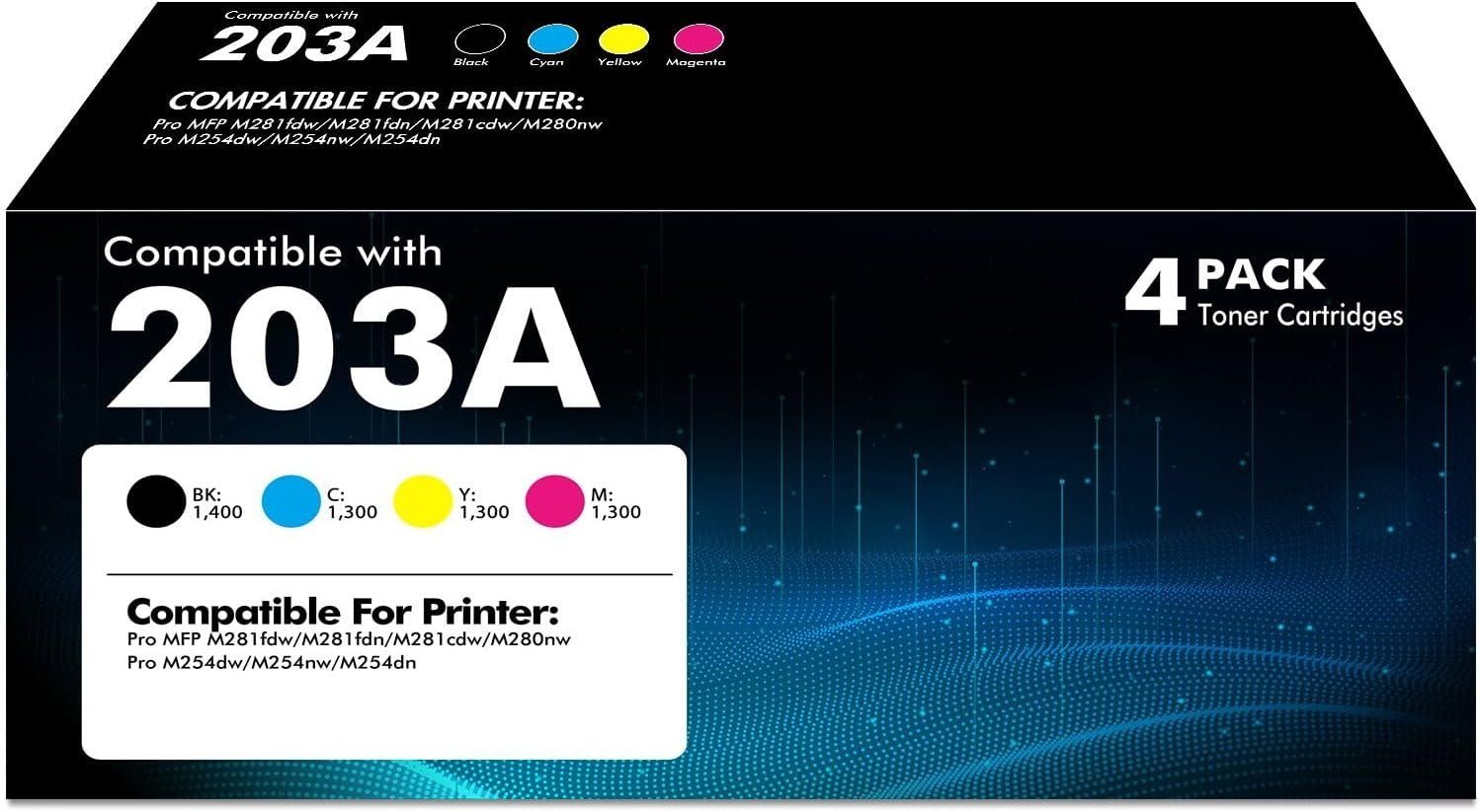Hewlett Packard Cartucce per stampanti & toner: Toner Set 4 Farben kompatibel mit 203A Multipack – Nuovo e nell'imballaggio originale da Schaffhausen venduto da smarastore