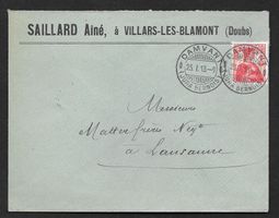 Villars-Les-Blamont illustrierter Brief Saillard Ainé 1913