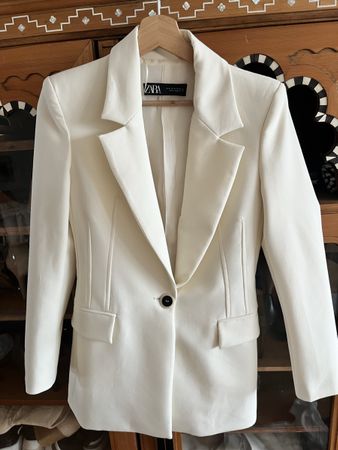 Elegante Zara Blazer NeJacke in Weiss, Grösse XS - Neu