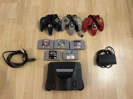 Nintendo N64 Konsole mit 4 Spielen und 3 Controllern