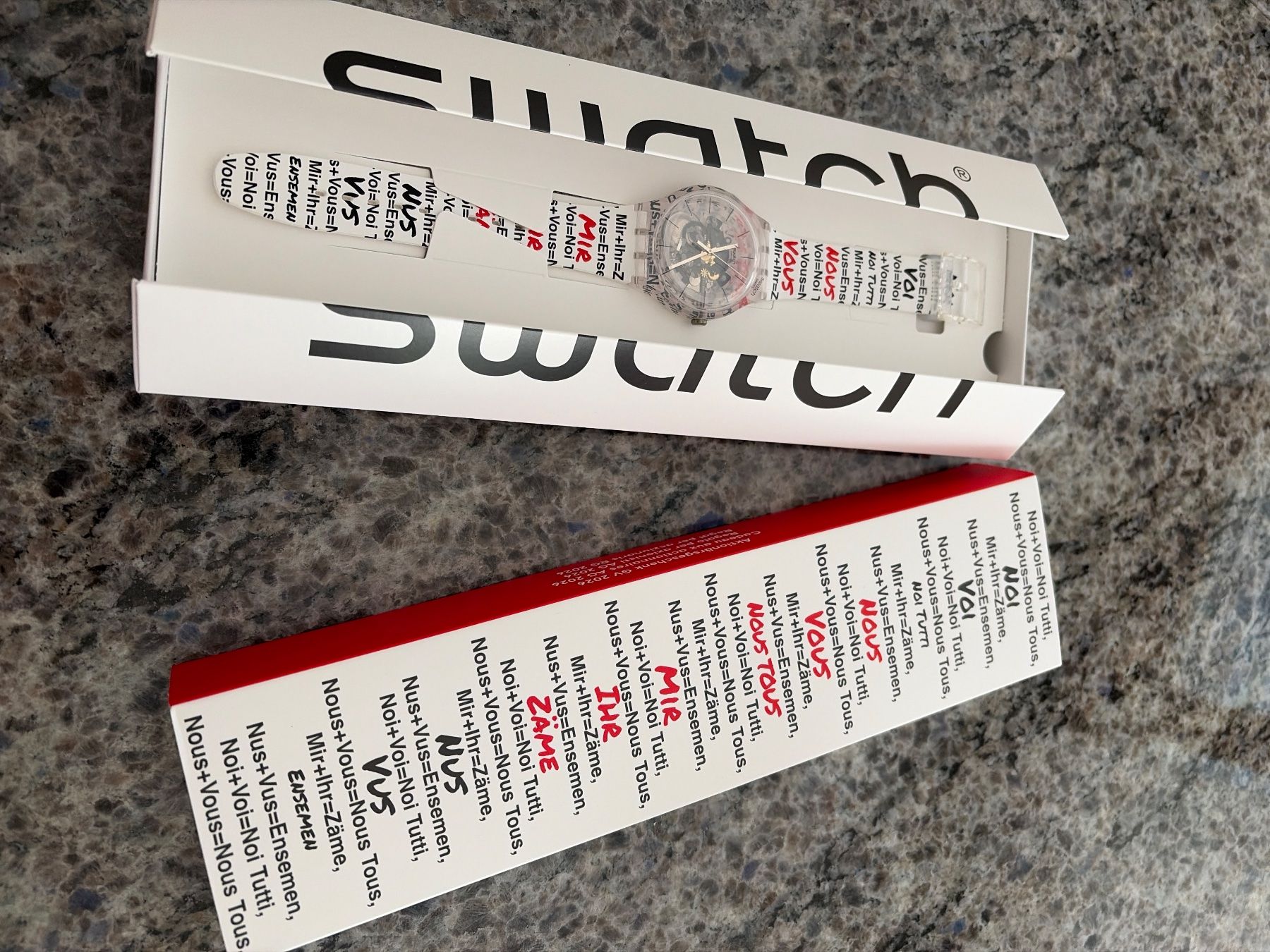 Swatch Uhren: Swatch Uhr "Voi" mit Spruch transparent, neu – Neu und originalverpackt aus Maisprach von Carmen_Jeker 1