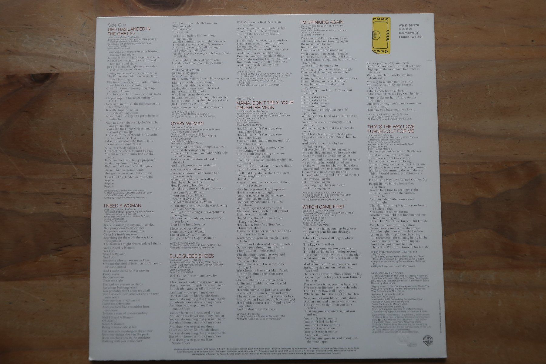 Dischi in vinile: RY COODER - THE SLIDE AREA - VINYL LP – Usato da Basel venduto da Patiscat 1