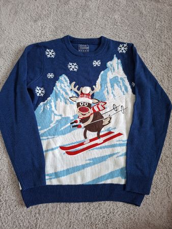 Pull-over Seasons Greetings motif renne skieur M