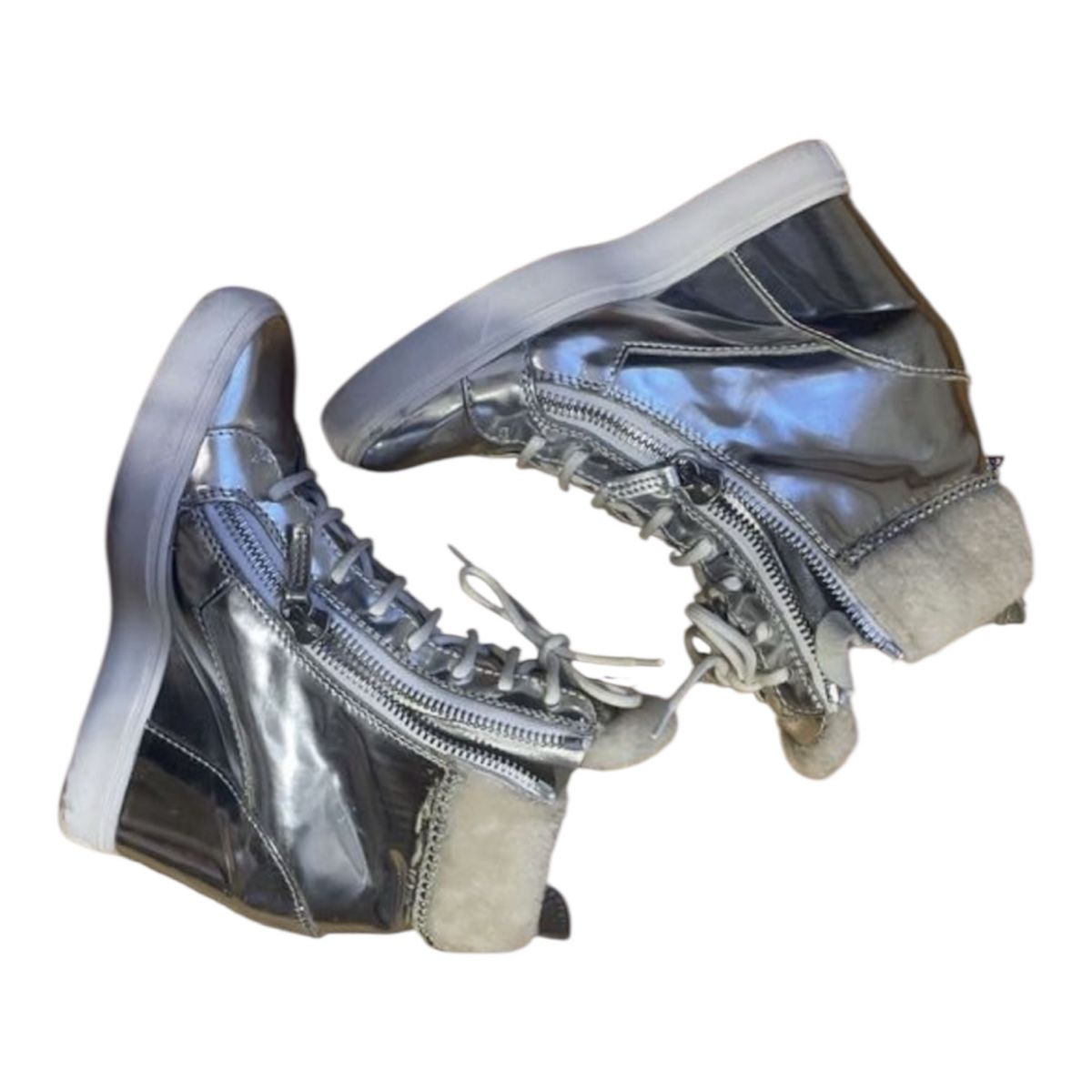 Zanotti Scarpe da donna: Giuseppe Zanotti silver high top wedge sneakers – Usato da Meilen venduto da angelyxss 1