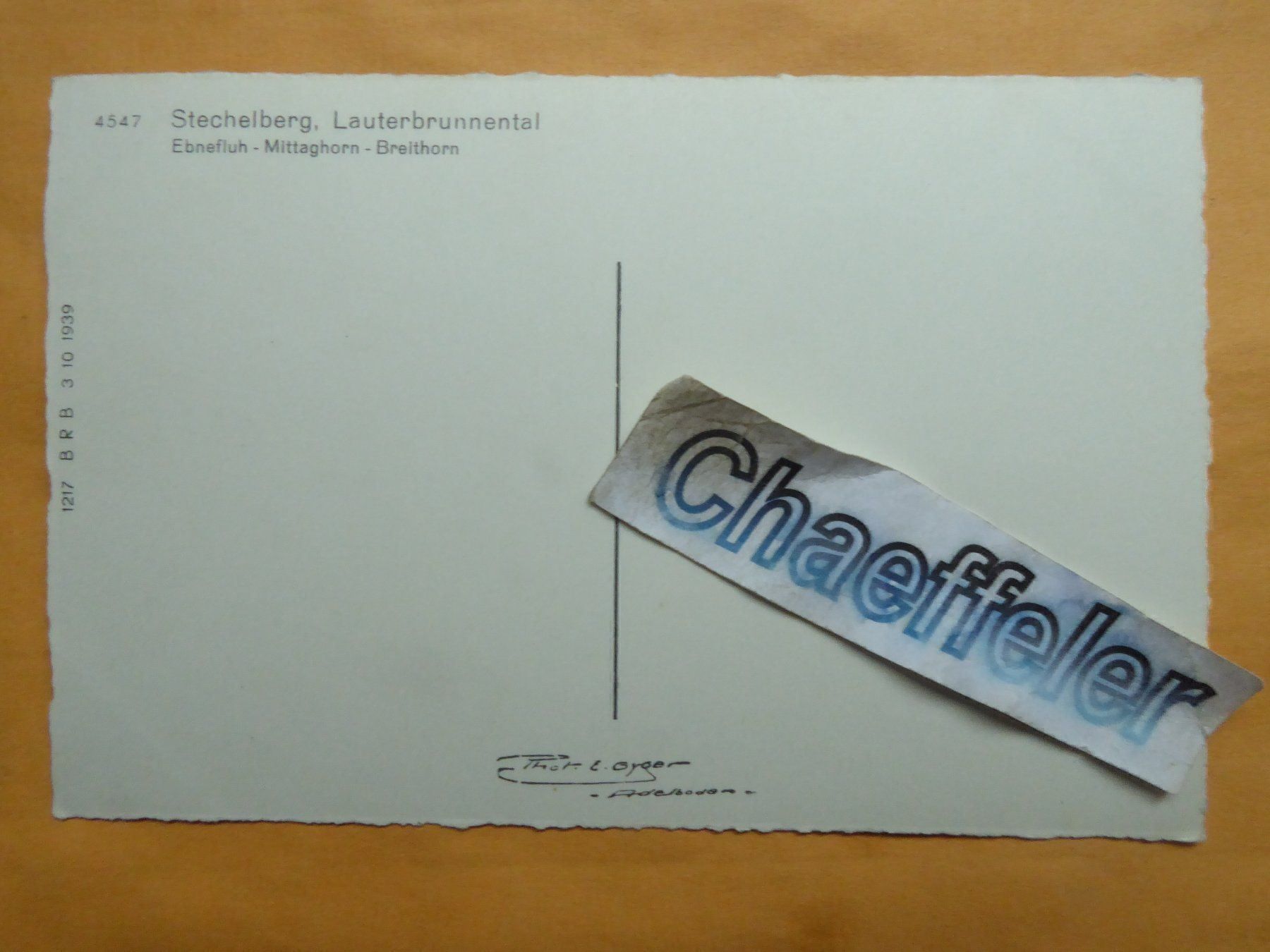 Cartoline postali: Stechelberg, Lauterbrunnental – Usato da Zürich venduto da Chaeffeler 1
