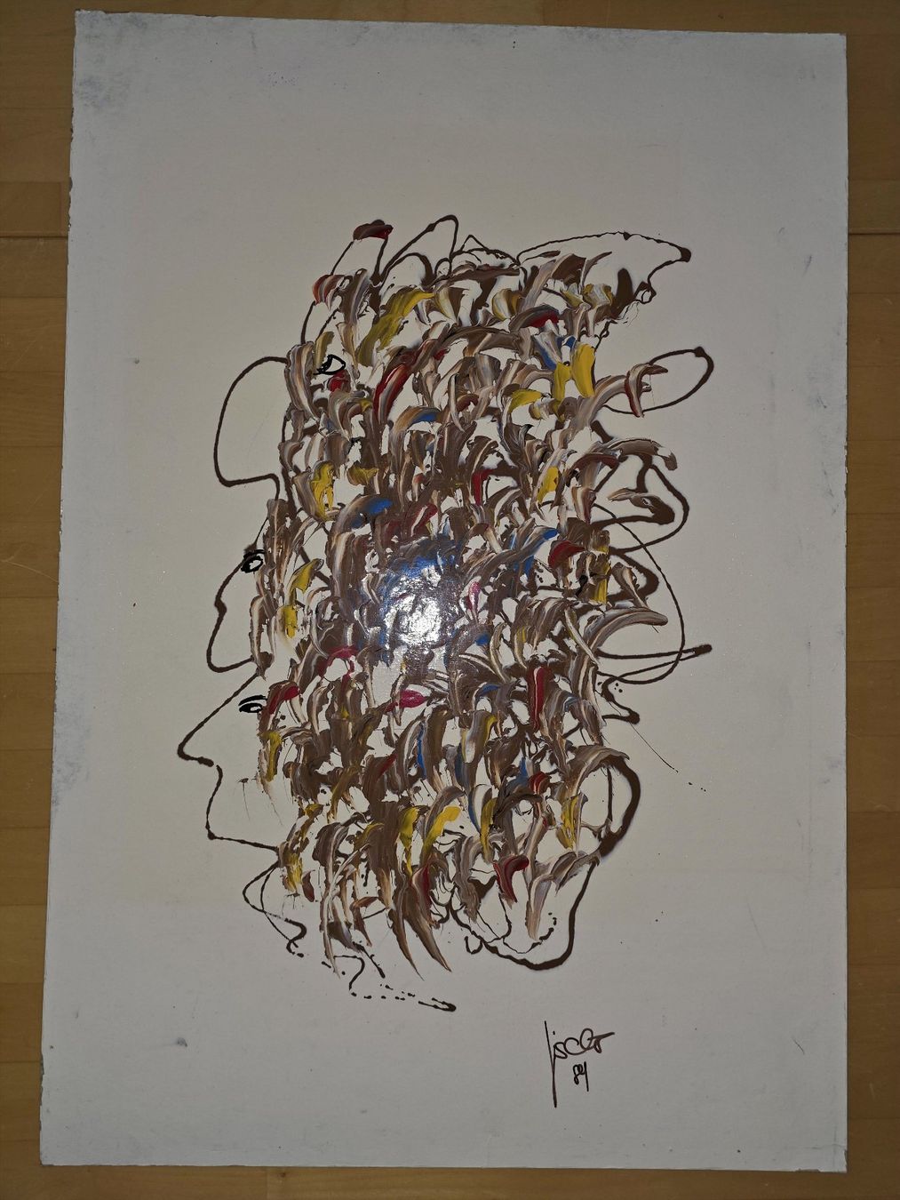Dipinti: Abstraktes Kunstbild "Kopfstudie" von Fischer, 1984 – Usato da Basel venduto da Skytime