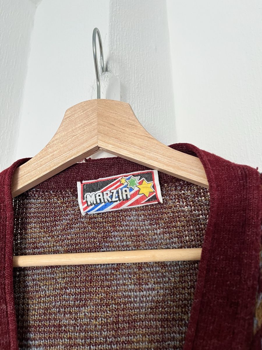 Maglioni & Felpe: Vintage Cardigan Marzia argyle pattern maroon men's size L  – Usato da Lausanne venduto da Danash 1