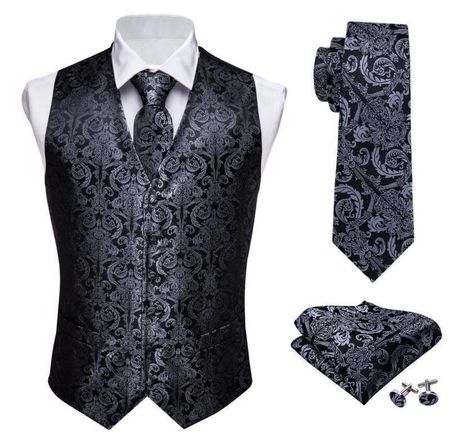 Paisley Weste Herren Anzug M-L-XL+ Krawatte / Gilet Cravate