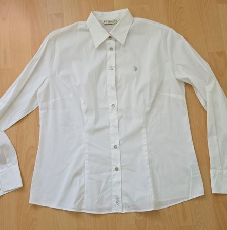 Elegante, weisse U.S. Polo Assn. Damenbluse, Grösse M
