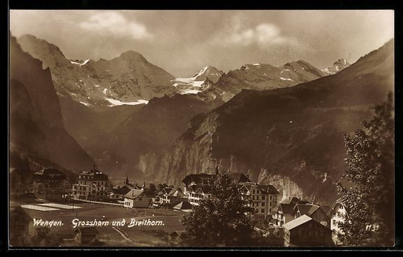 Cartoline postali: AK Wengen, Grosshorn und Breithorn – Usato da Berlin venduto da bartko-reher