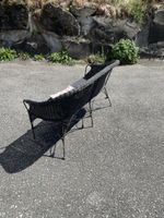 Gartenbank Rattan schwarz Metallgestell 2 Sitzplätze guter Z