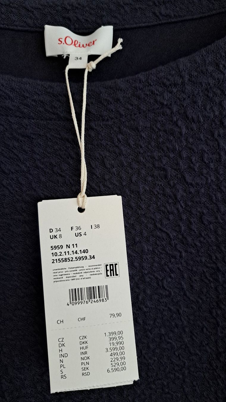 S.Oliver T-Shirts: Sweatshirt mit Jacquard-Muster – Neu und originalverpackt aus Elgg von Semmerli 1