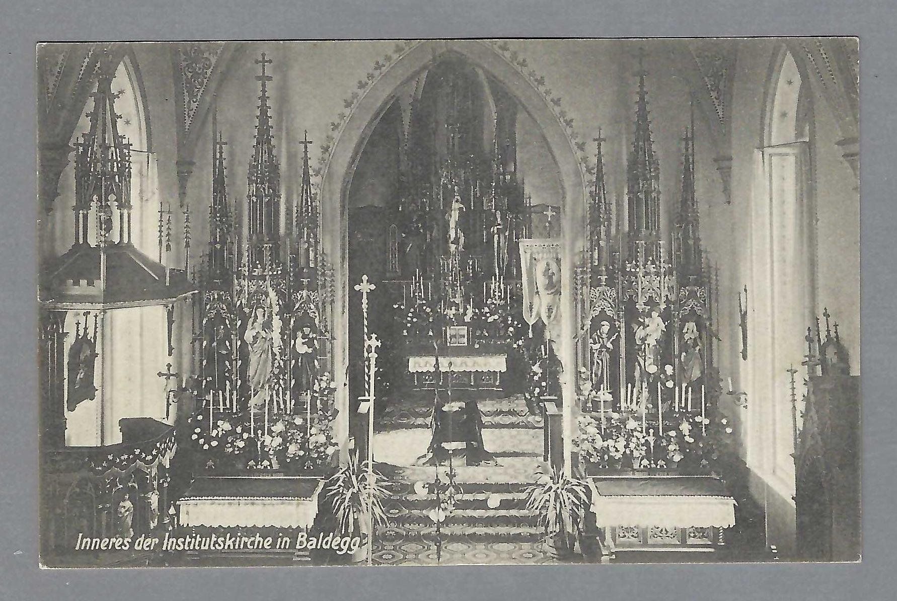 Cartoline postali: 1912, BALDEGG, INNERES DER INSTITUTKIRCHE – Usato da Pura venduto da ulisse1957