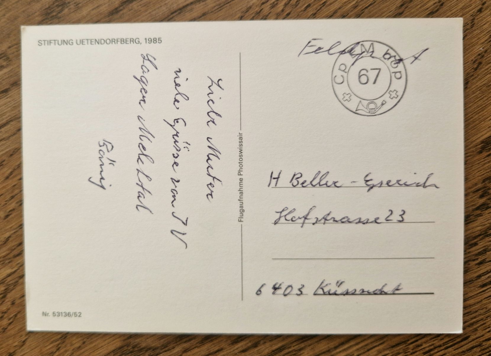 Cartoline postali: Stiftung Uetendorfberg 1985, Feldpost – Usato da Ebikon venduto da Donar50 1