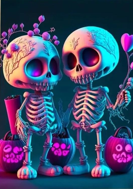 QQYRHN 5D Diamond Painting Blumen & Skelette - DIY Diamantstickerei Set 30x40cm Für Erwachsene