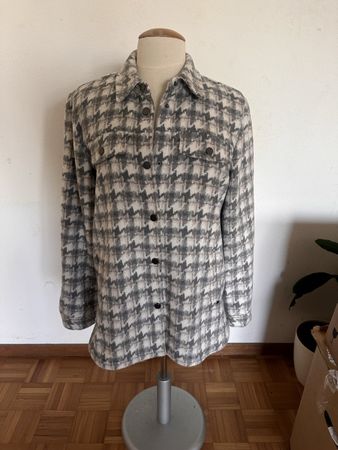 The Kooples Jacke Mantel Wolle 36 blau beige kariert (Neu