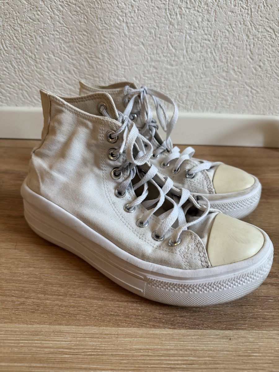 Converse Scarpe da donna: Baskets blanches plate-forme Converse All Star, p.39 – Usato da Tavannes venduto da Thriftshop
