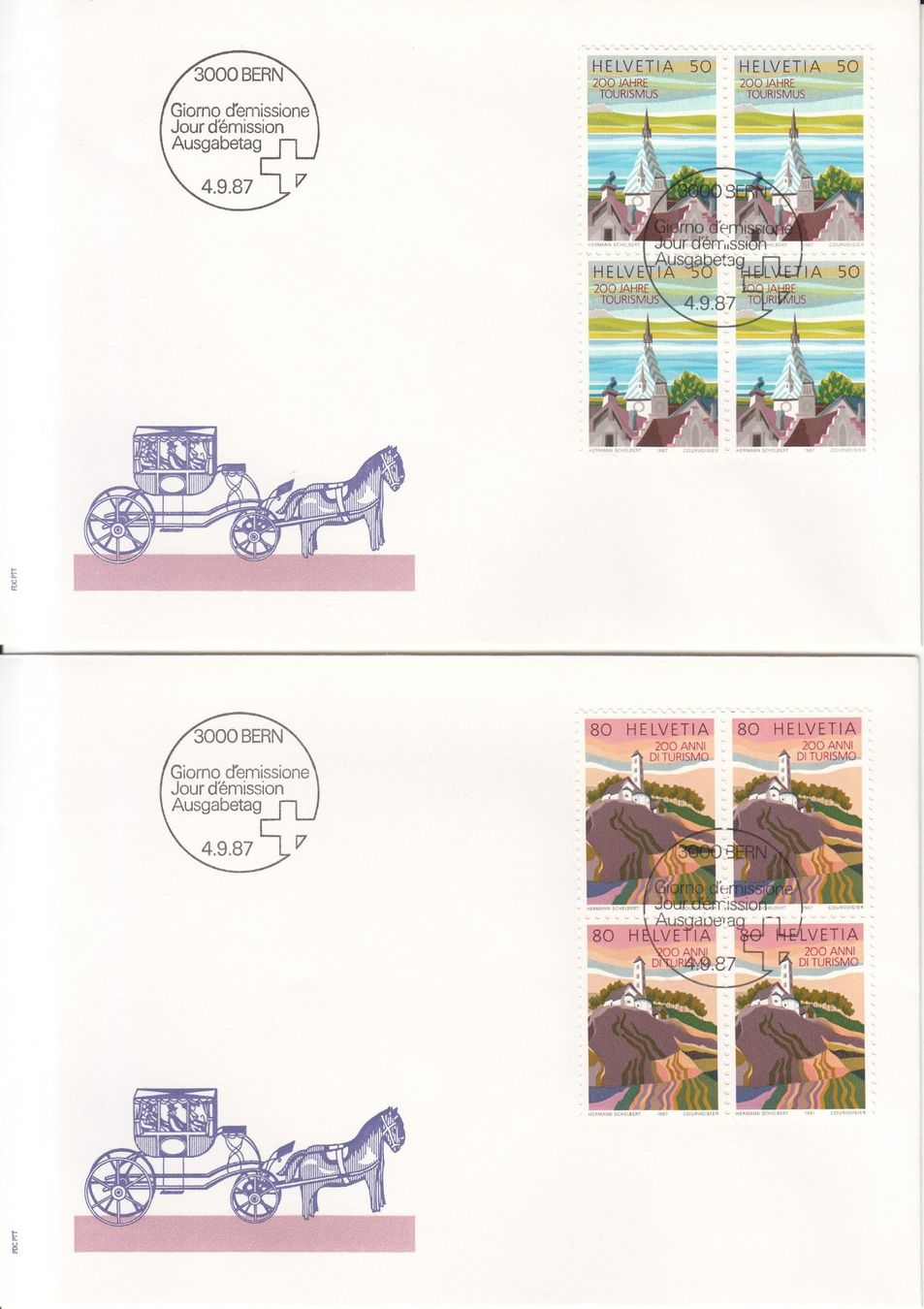 Tutti i francobolli: SBK 753 - 756 im 4er-Block FDC – Usato da Bürglen TG venduto da StampGraf 1