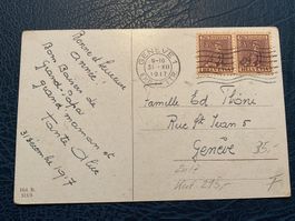 1917 Glückwunsch Postkarte mit Paar Zunr. J7 Genf, Geneve