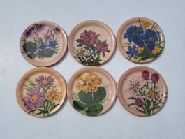 Lot de 6 dessous de verres vintage par Platex "Swiss made"