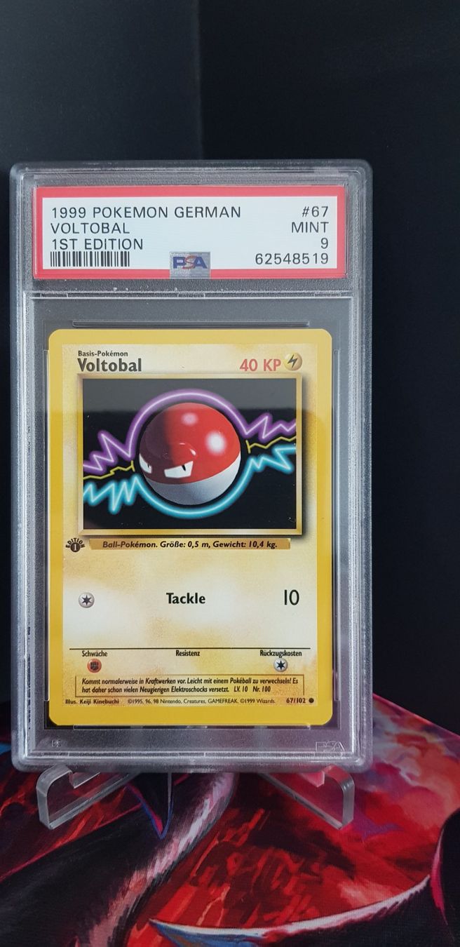 Pokémon Carte collezionabili: Pokémon Voltobal 1. Edition Deutsch PSA 9 Mint Zustand – Usato da Müllheim Dorf venduto da Randy026