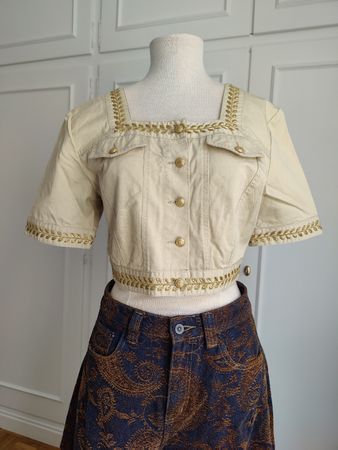 Vintage Roccobarocco Embroidered Crop Top Jacket