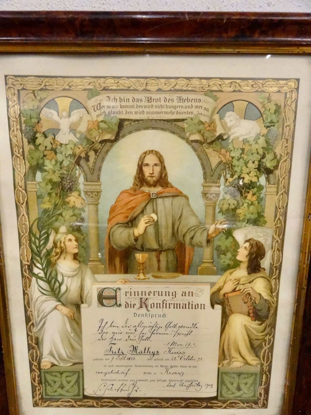 Foto & Immagini: Erinnerung an Konfirmation 1909 Konfirmationsbild Joh. 6.35 – Usato da Kerzers venduto da zimmergruen