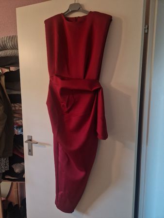 Abendkleid Rot ärmellos mit Drapierung neu