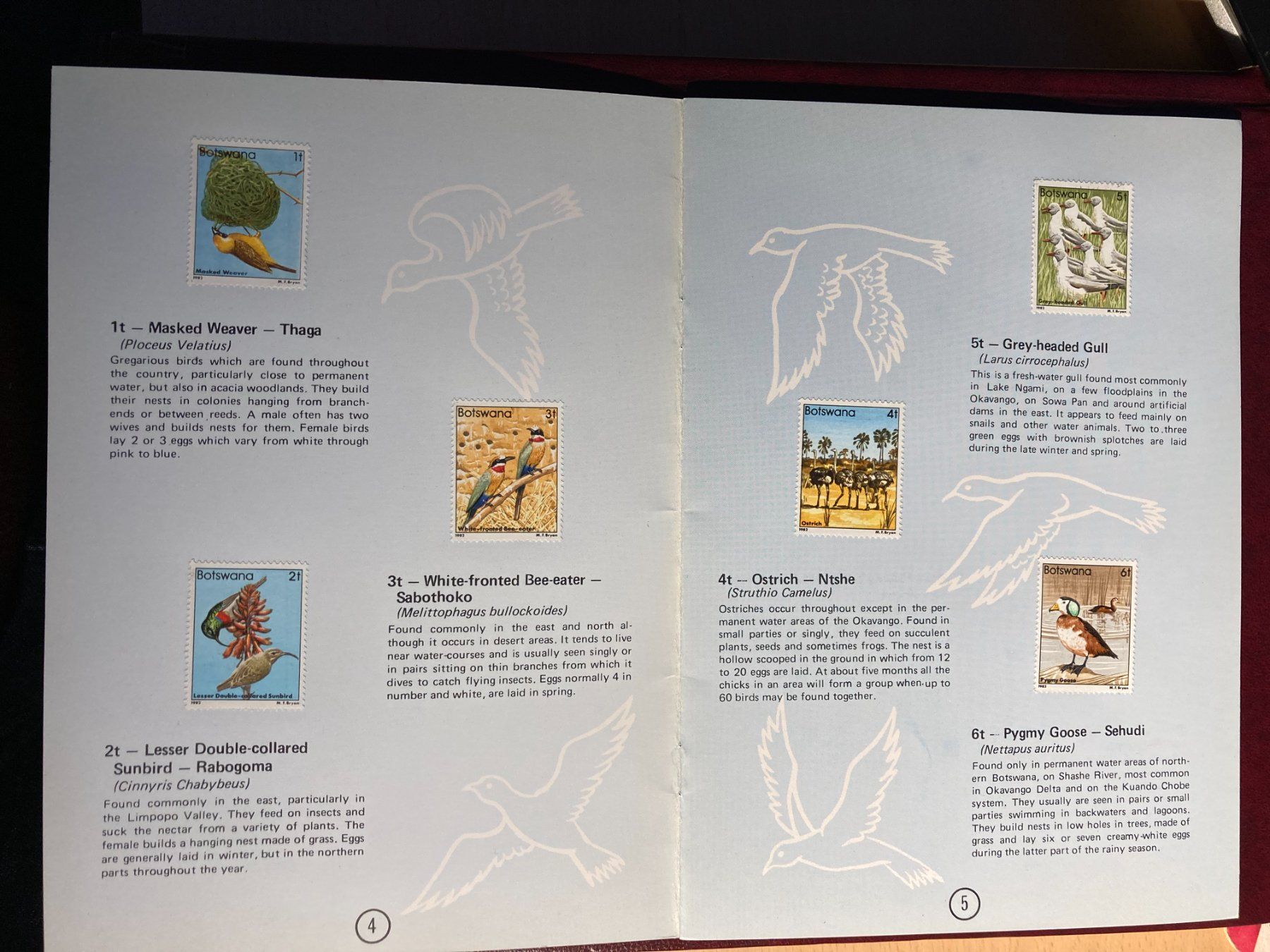 Tutti i francobolli: Botswana 1982 Booklet Vögel vollständiger Satz – Nuovo (secondo la descrizione) da Liestal venduto da schnueps 1