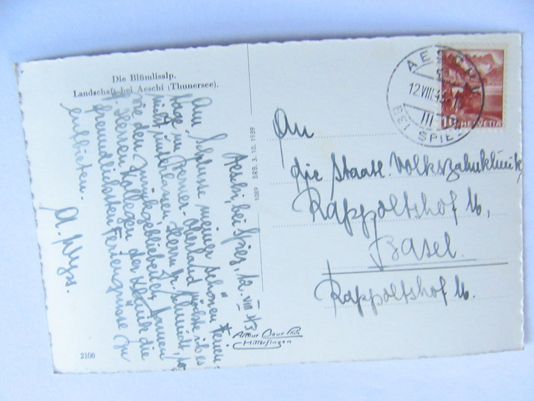 Die Blümlisalp, Landschaft bei Aeschi, gel. 1945 (Gebraucht) in Kerns ...