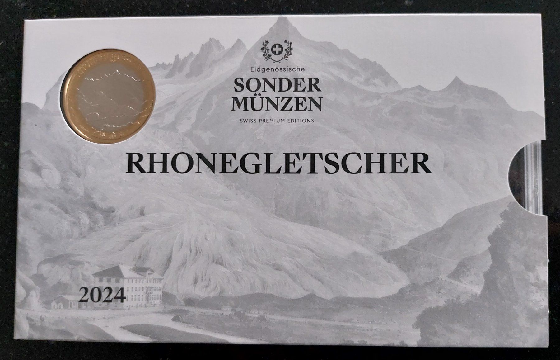 Tutti le monete: CH - Münzsatz 2024 stgl Rhonegletscher – Nuovo e nell'imballaggio originale da Arch venduto da moneyswiss 2