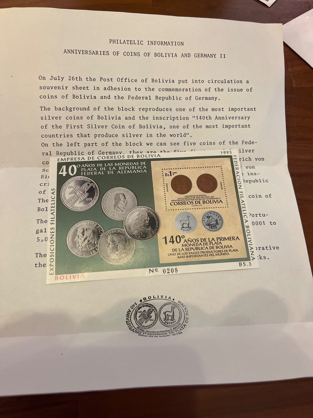 Tutti i francobolli: Seltene Briefmarke Bolivien – Nuovo e nell'imballaggio originale da Zürich venduto da engebrunau