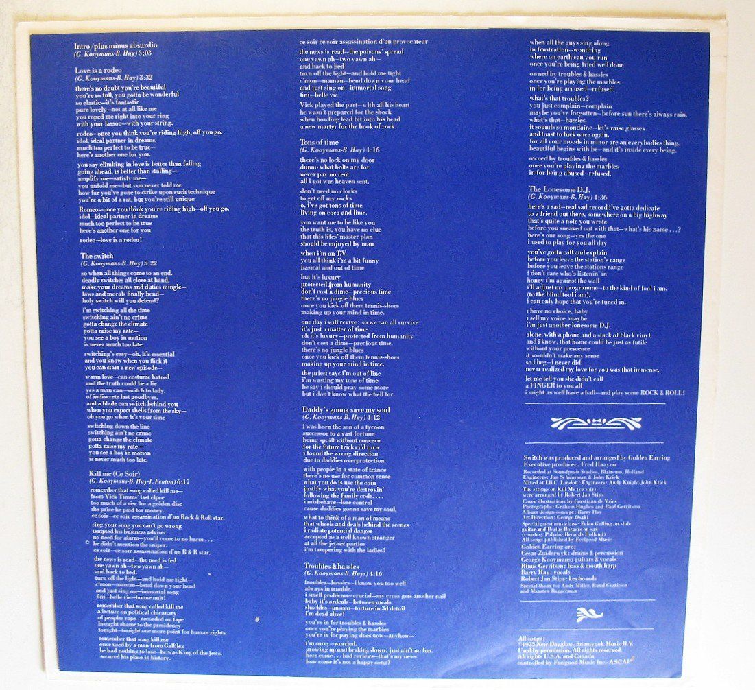 Dischi in vinile: GOLDEN EARRING "Switch" FIRST PRESSING LP IN VG+ – Usato da Monthey venduto da Pingmub 6