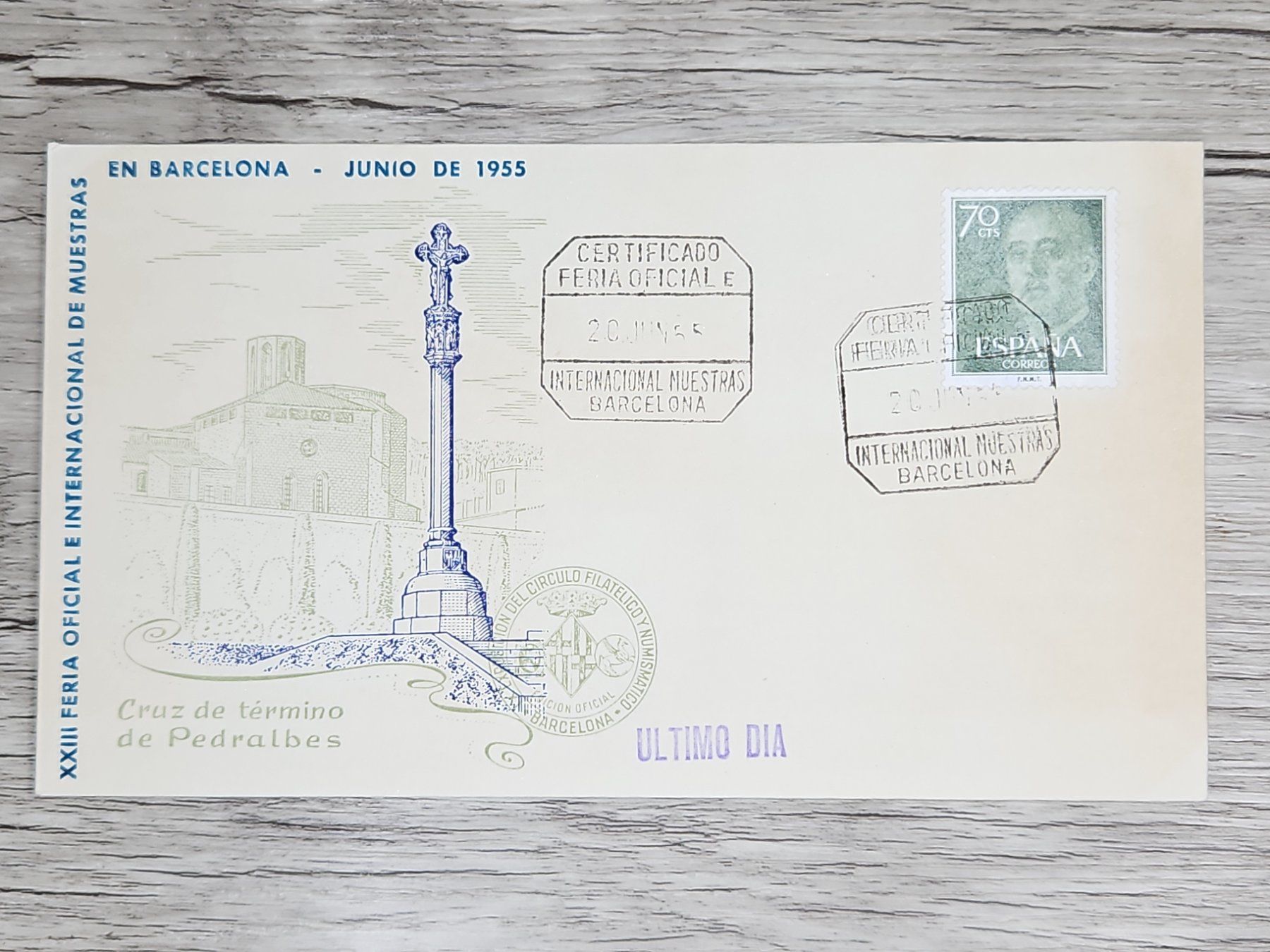 Tutti i francobolli: CL05 Enveloppe + Timbre Espagne 1955 – Usato da Cousset venduto da Patrick_Collections