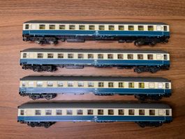 Liliput 4x Personenwagen in ozean/ beige der DB in DC