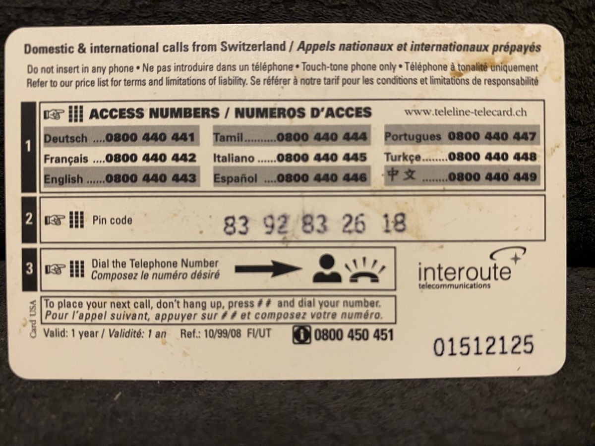 Cartes de téléphone: Teleline – D'occasion à Lausanne par babacard10 1