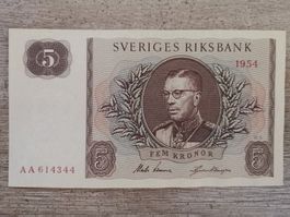 SWEDEN 5 KRONOR 1954 Serie AA TOP Occasion Rare