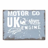 Vintage Metallschild Motor Co. UK Custom Engine – Retro Deko