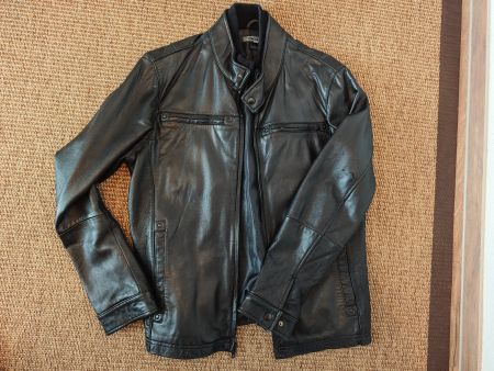 DKNY Herren Lederjacke Schwarz, Grösse M