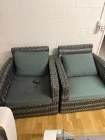 Gartenstühle Polyrattan 2 Stk. mit Auflagen und Tisch