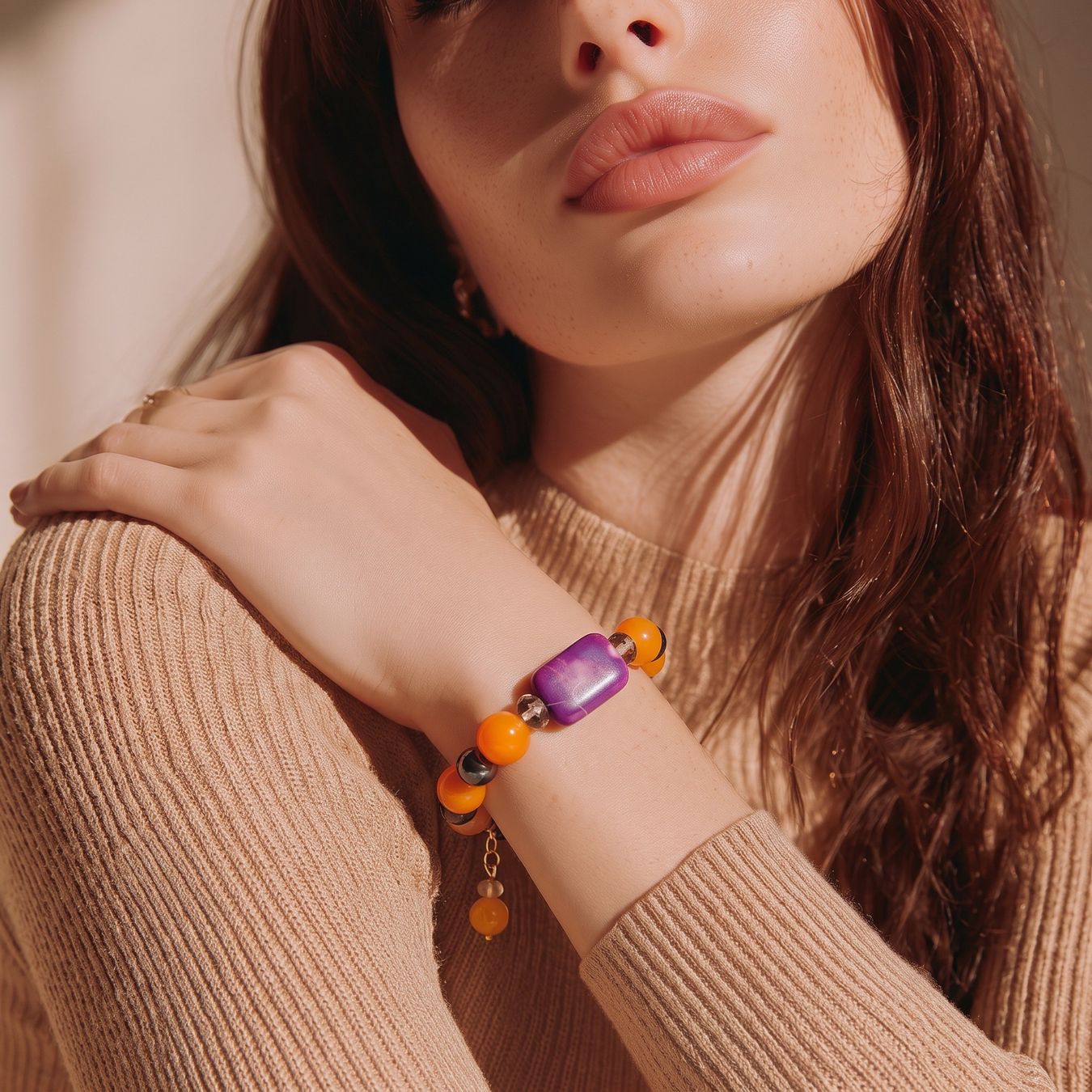Armbänder & -reifen: Amber & Gemstone Bracelet - Gold Plated Silver – Neu und originalverpackt aus Rüschlikon von ThereseJewelryDesign 3