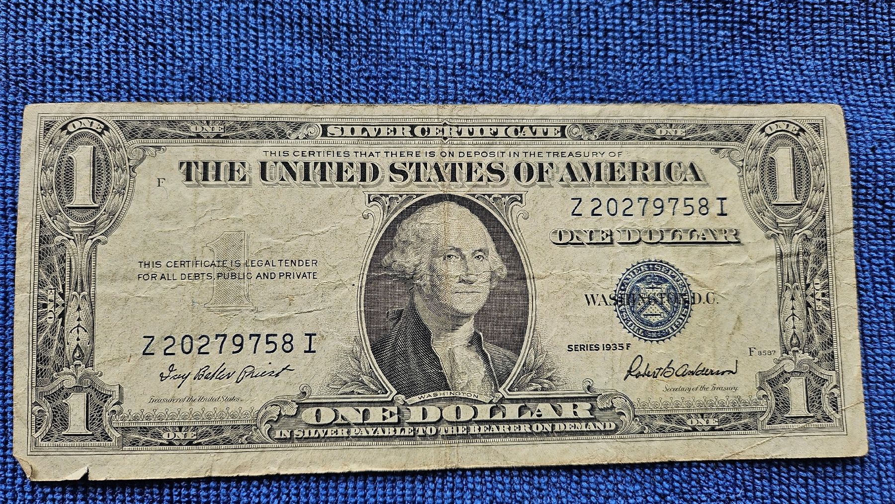 Banknoten: US $1 Silver Certificate Series 1935 – Gebraucht aus Goldiwil (Thun) von rkweiss